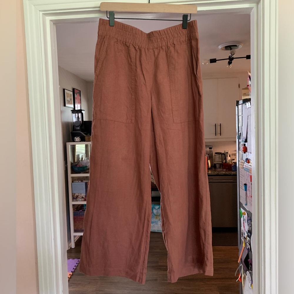 notPERFECT LINEN Puglia straight cut cropped pants in discontinued creamy brown